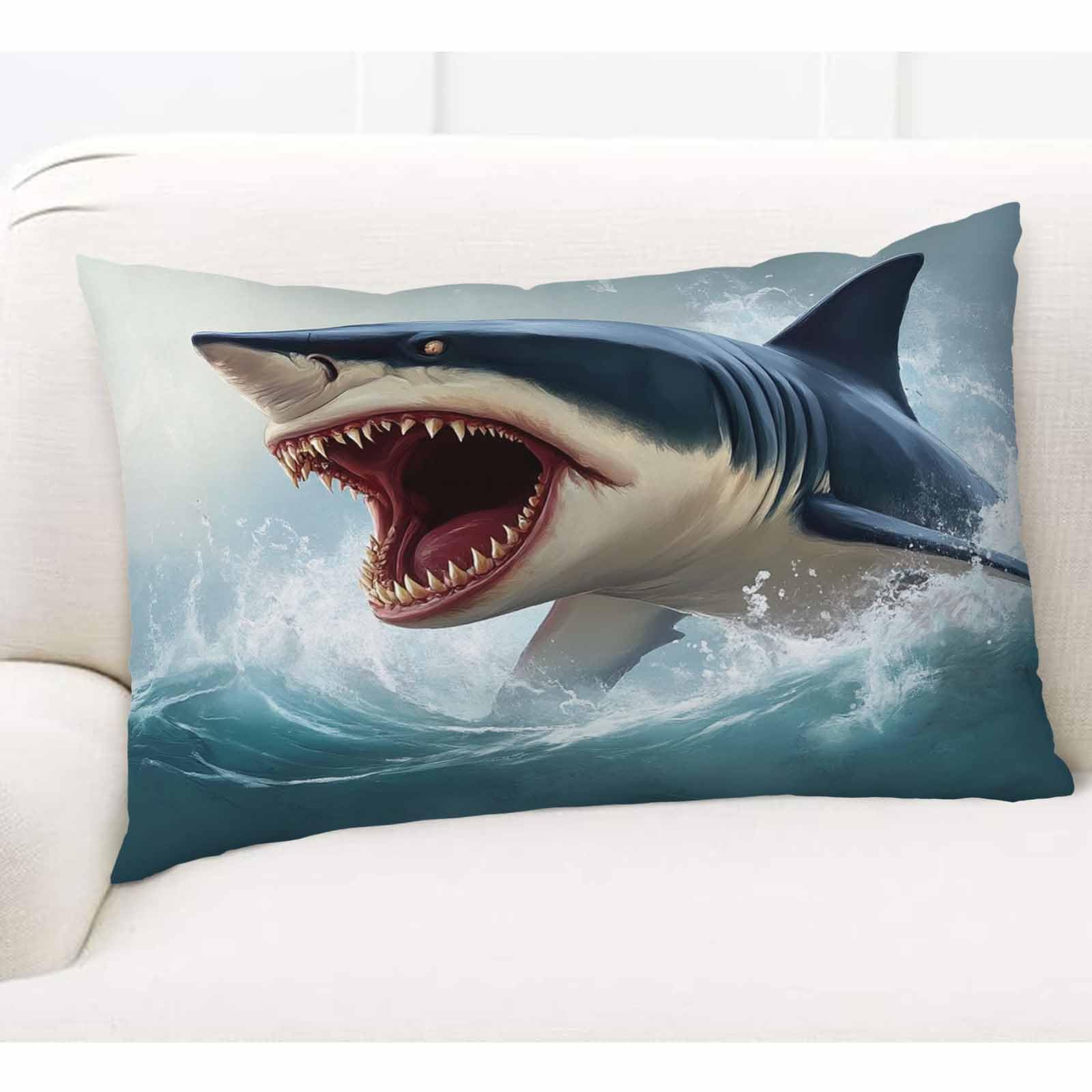 Amazon.com: EKOBLA Throw Pillow Cover Shark Watercolor Paint Sea
